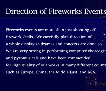 Direction of Fireworks Events by TAMAYA ART PYROTECHICHS